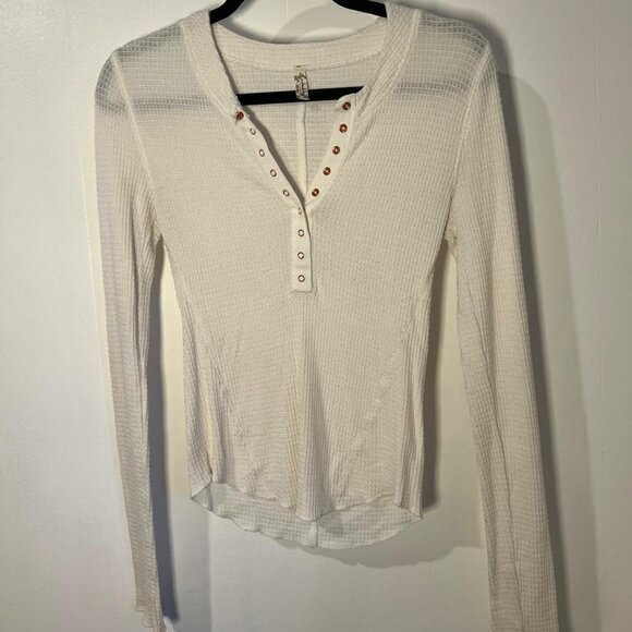 Free People Top One of the Girls Henley Top White - Picture 1 of 2